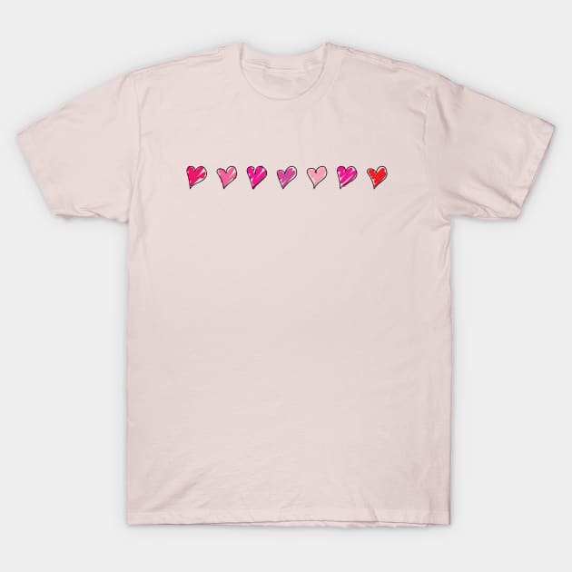 Row of hearts T-Shirt by HelenDBVickers